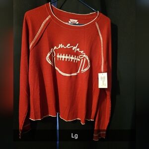 Gameday Red Women's Long-Sleeve Waffle Knit Sweater